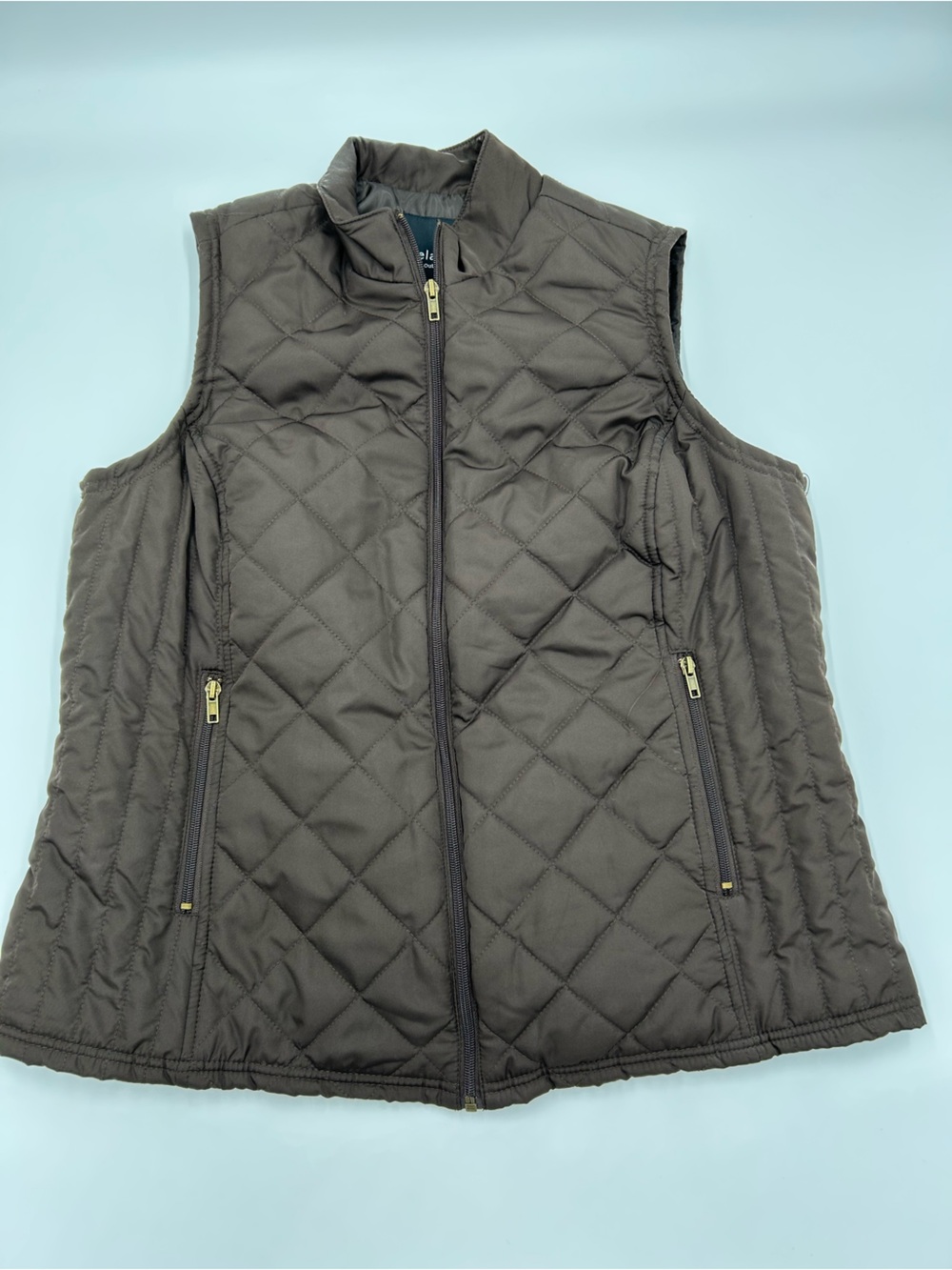 Relativity Quilted Zip-Front Vest in Brown 1X NWT